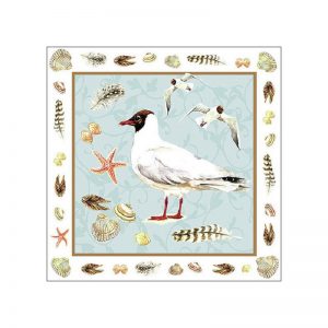 White Bird With Sea Theme Decoupage Napkin