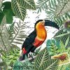 Tropicana Bird With Green Leafs Decoupage Napkin