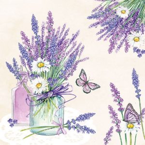 Lavender Flower Pots Decoupage Napkin