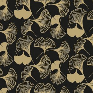 Fan Pattern Black And Gold Leaf Decoupage Napkin