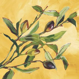 Painted Olive Leaves Decoupage Napkin