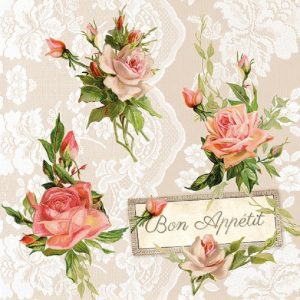 Lace And Roses Decoupage Napkin