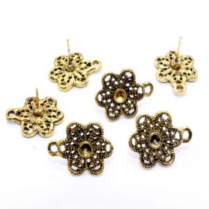Antique Gold Flower Pattern Earrings