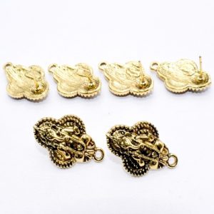 Antique Gold Flower With Ganesh Pattern Earrings