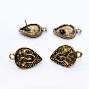 Antique Gold Oval With Peacock Pattern Earrings