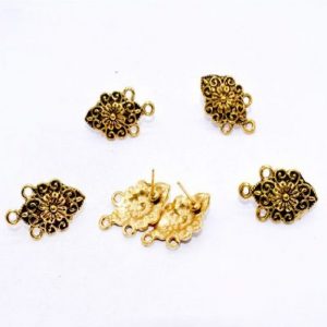 Antique Gold Flower Pattern Earrings