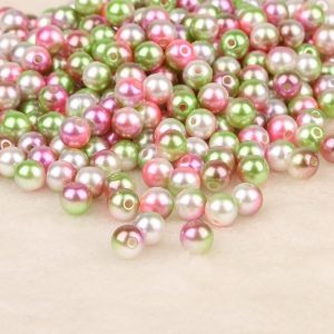 Dual Tone Faux Pearl - Green With Pink Shades