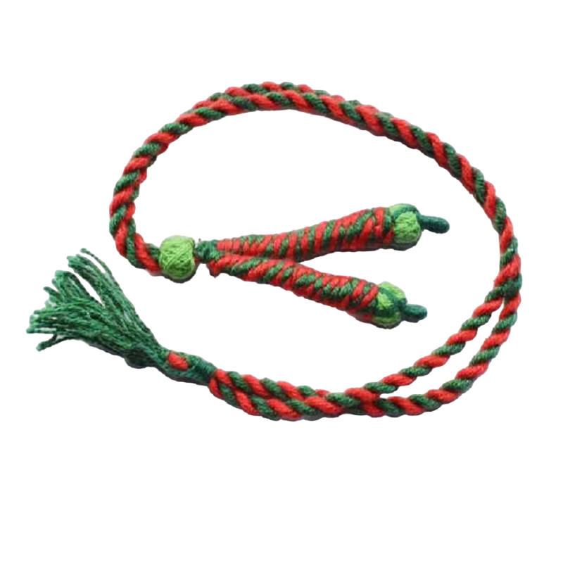 Green With Red Twisted Cotton Thread Neck Rope