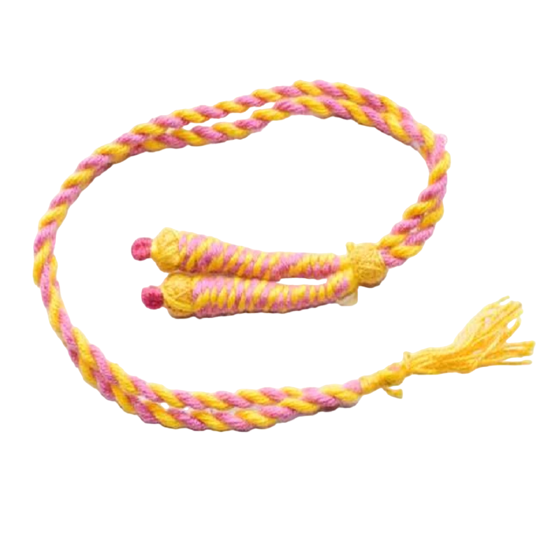 Yellow With Pink Twisted Cotton Thread Neck Rope