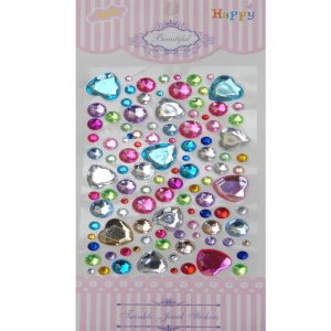 Self Adhesive Round & Heart Mixed Color Stone Sticker
