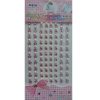 Self Adhesive Round & Flower Pink & White Stone And Pearl Sticker