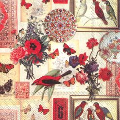 The Red Birds And Butterfly Decoupage Napkin