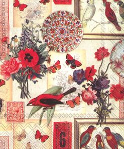 The Red Birds And Butterfly Decoupage Napkin