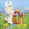 Bunny Basket With Chick Decoupage Napkin