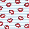 Pink Lips Prints In Blue Background Decoupage Napkin