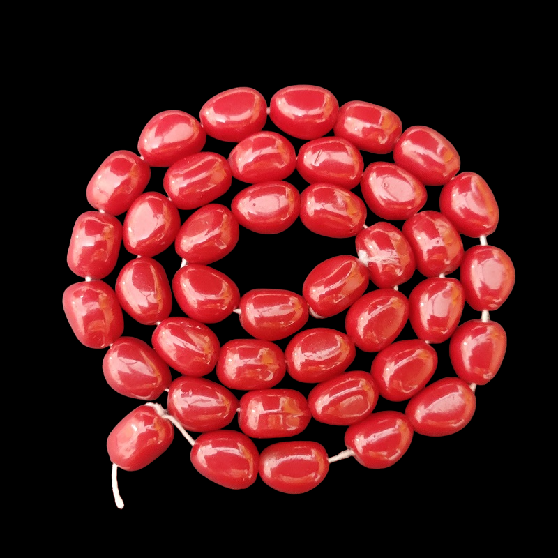 Red Irregular Nugget Beads