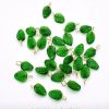 Dark Green Glass Leaf Shape Charms