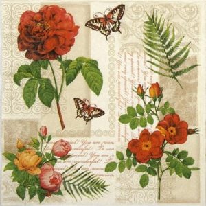 Flowers And Butterfly Decoupage Napkin