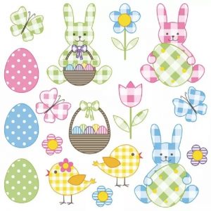 Bunny And Easter Egg In Basket Decoupage Napkin