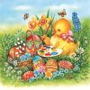Chick Painting Easter Eggs Decoupage Napkin
