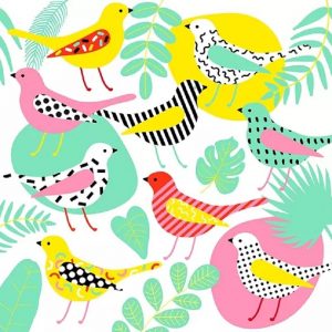 Mixed Colour Printed Birds Decoupage Napkin