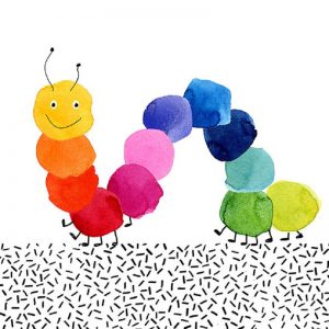 Mixed Colour Painted Caterpillar Decoupage Napkin