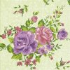 Purple And Pink Roses With Leafs Decoupage Napkin