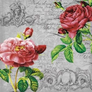 Classic Vintage Roses With Leaf Decoupage Napkin