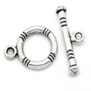 Antique Silver Round Toggle Clasp
