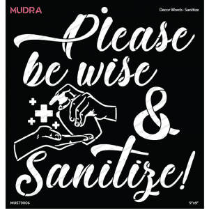 Mudra Stencil - Decor Words Sanitize