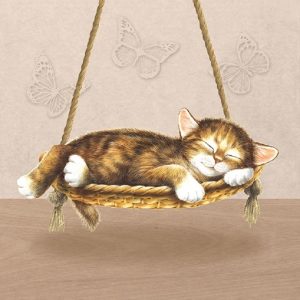Sleeping Cat Decoupage Napkin