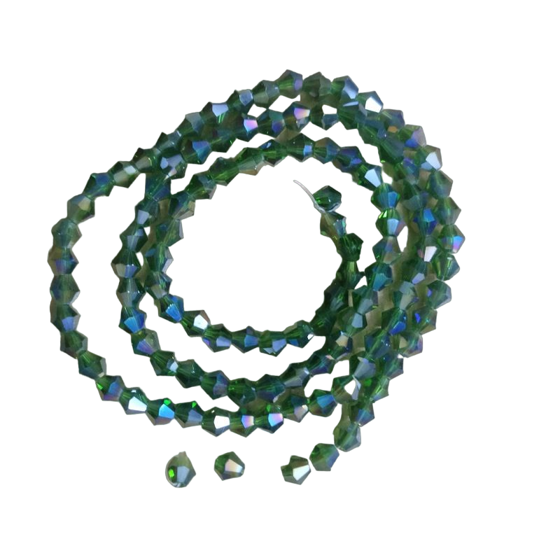 Double Shade Bicone Crystal Beads - Dark Green