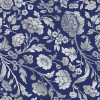White Flowers In Blue Background Decoupage Napkin