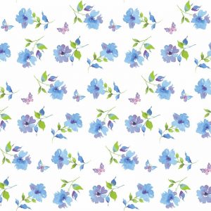 Small Blue Flowers With Blue Butterfly Decoupage Napkin