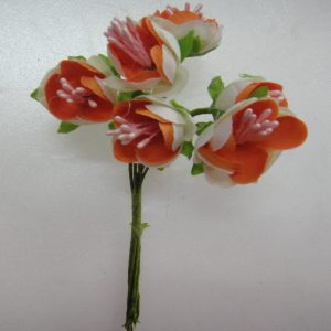 Fabric Flower - Orange With White