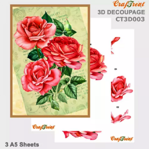 Craftreat 3D Decoupage Sheet - Red Roses
