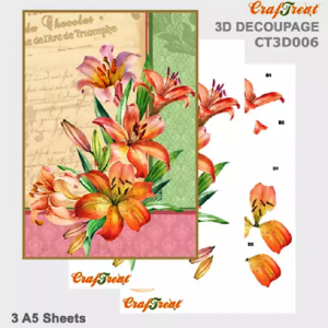 Craftreat 3D Decoupage Sheet - Lily