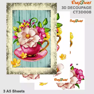 Craftreat 3D Decoupage Sheet - Tea Cup