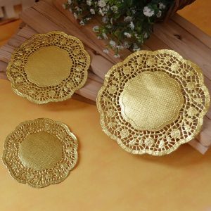 Gold Round Shape Paper Doilies