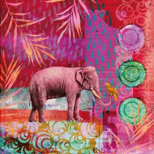 Colourful Painted Elephant Decoupage Napkin