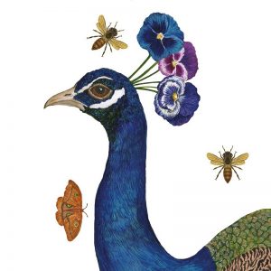 Peacock With Butterfly Decoupage Napkin