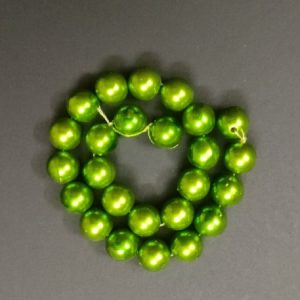 Faux Pearl Round Beads - Parrot Green
