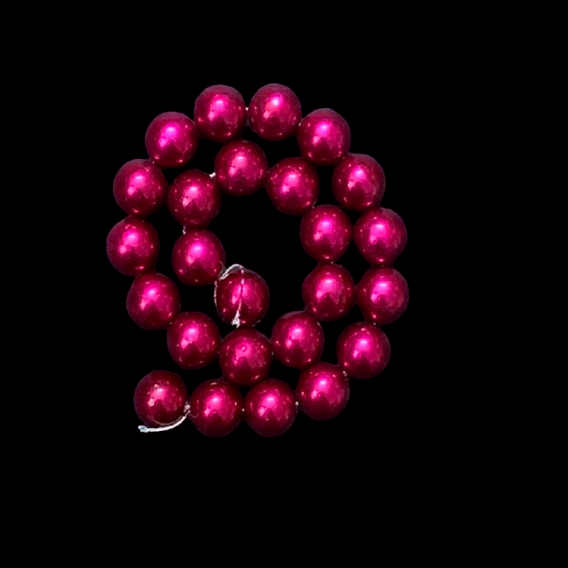 Faux Pearl Round Beads - Cherry Red