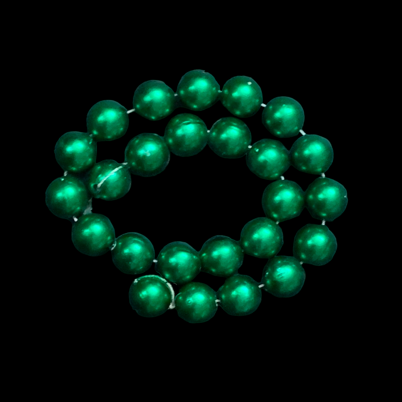 Faux Pearl Round Beads - Dark Green