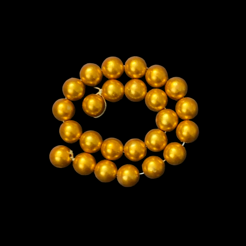 Faux Pearl Round Beads - Mustard Yellow