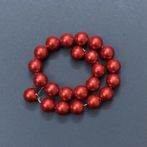 Faux Pearl Round Beads - Red