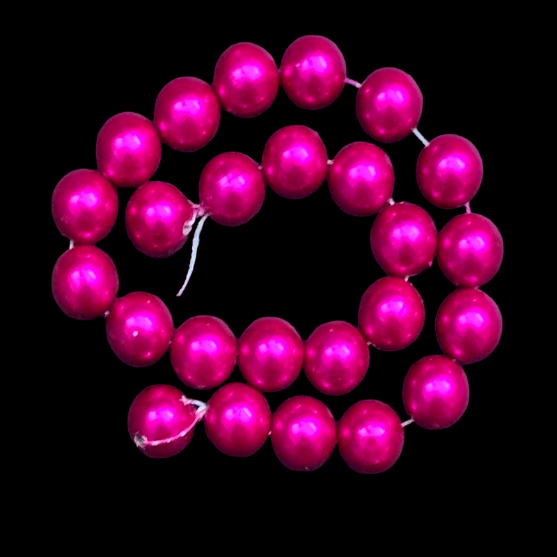 Faux Pearl Round Beads - Hot Pink