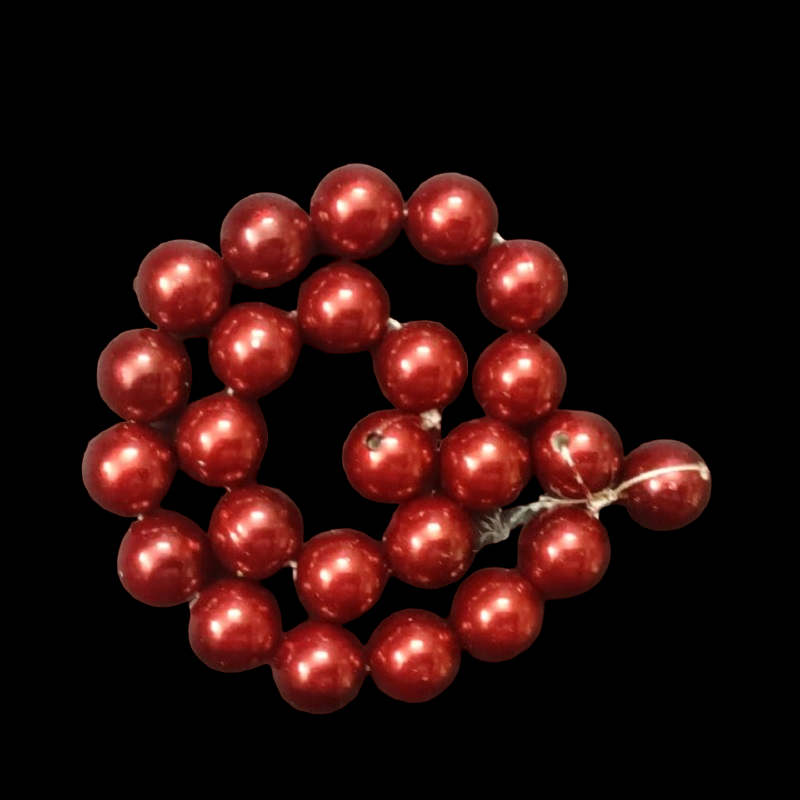Faux Pearl Round Beads - Maroon