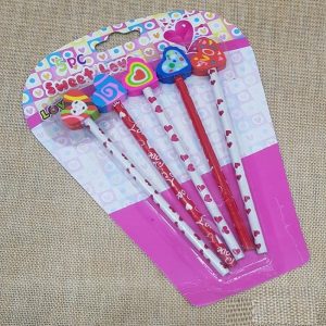 Five Pencils With Eraser Toppers