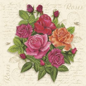 Postcards With Roses Decoupage Napkin